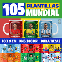 105 Plantillas del mundial listas para sublimar tazas