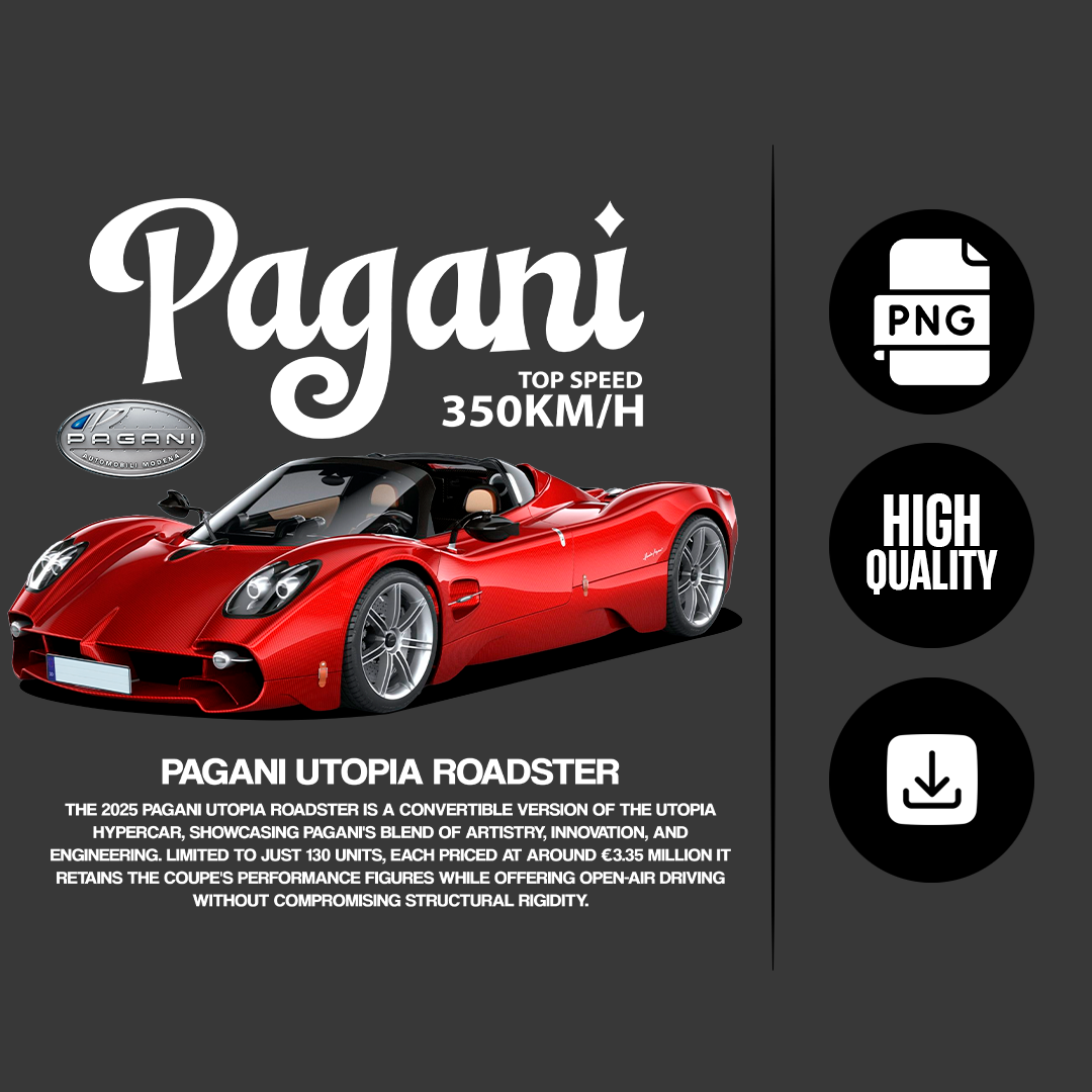 Car t-shirt design - Pagani Utopia Roadster