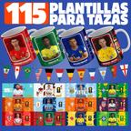115 Plantillas del mundial listas para sublimar tazas