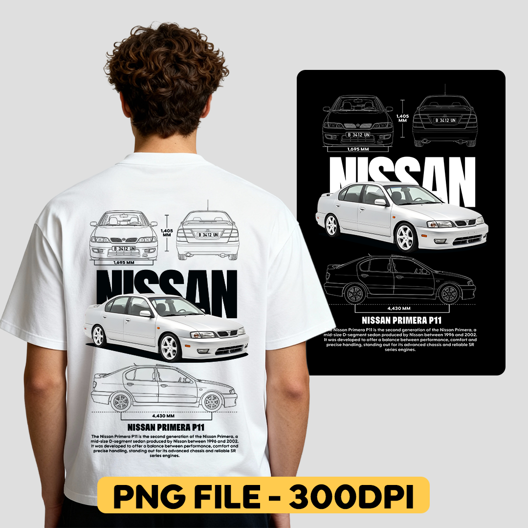 Digital file Nissan Primera P11 t-shirt design