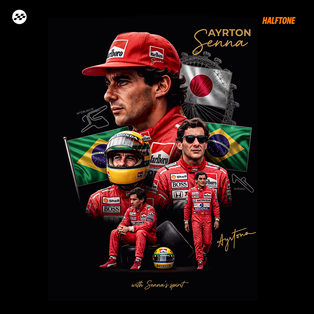 Digital file - Ayrton brazilian driver tshirt design