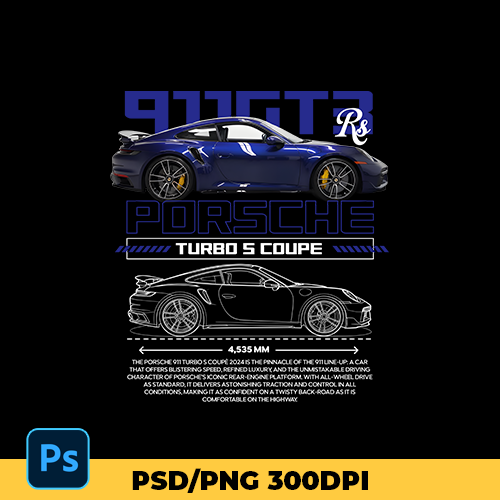 Template Porsche 911 GT3 Turbo s coupe t-shirt design