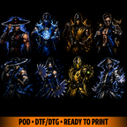 Kombatients fighters designs for tshirt DTF to print