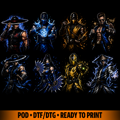 Kombatients fighters designs for tshirt DTF to print