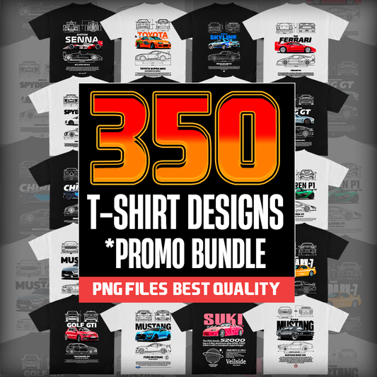 +350 CAR DESIGNS FOR PRINT ON CLOTHING