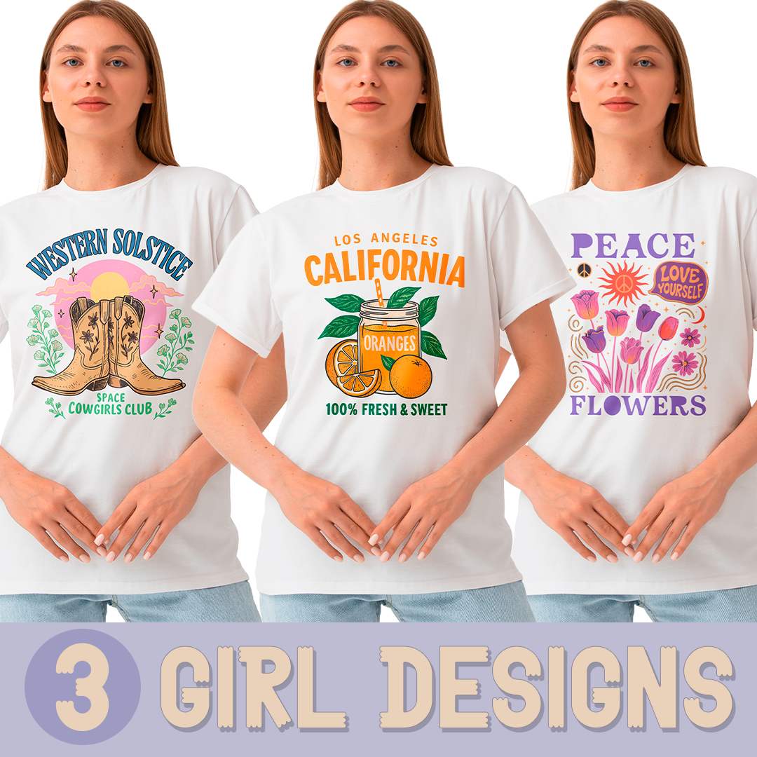 3 GIRL DESIGNS TO PRINT - DIGITAL FILE SVG - PNG