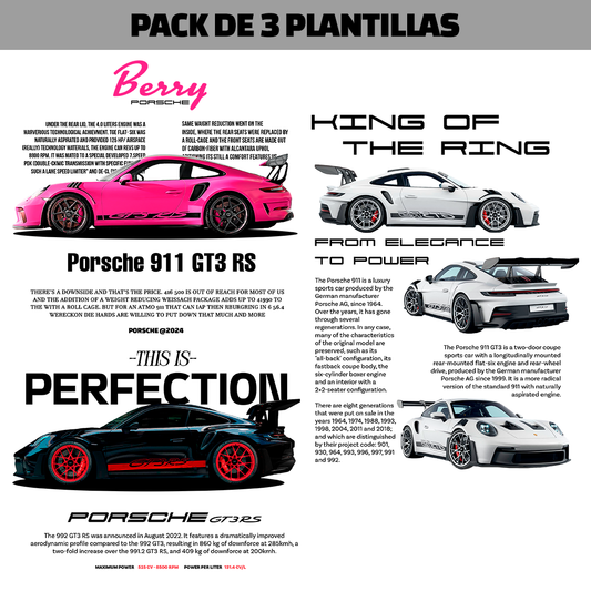 Pack of three Porsche 911 stencils