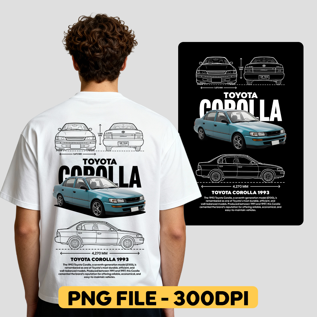 Digital file Toyota Corolla 1993 t-shirt design