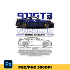 Template Porsche 911 GT3 Turbo s coupe t-shirt design