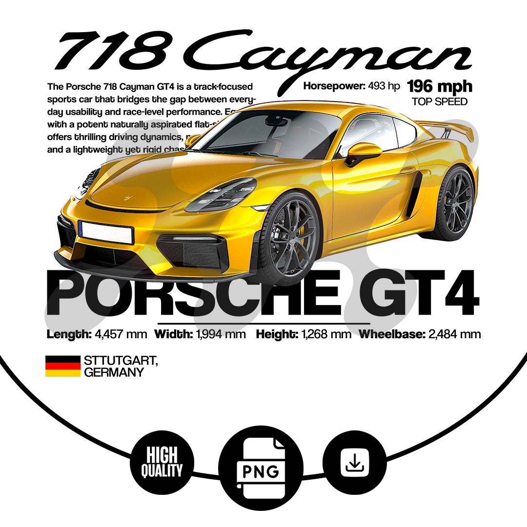 Template Porsche GT4 718 cayman - t-shirt design