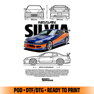 Iconic car design Silvia S15 Monalisa - digital png t-shirt design