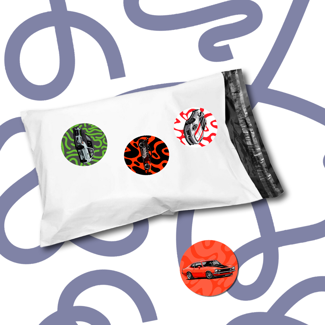30 CAR STICKERS FOR PACKAGING / Designs