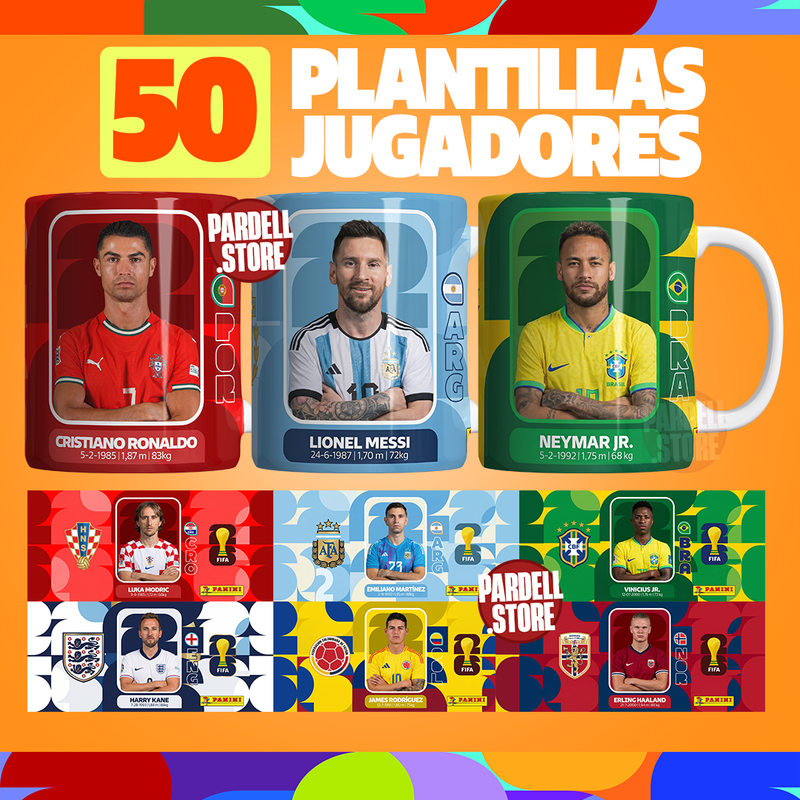50 Plantillas del Mundial para Mugs - Sublimación