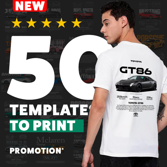 50 Templates to print - Bundle Car designs