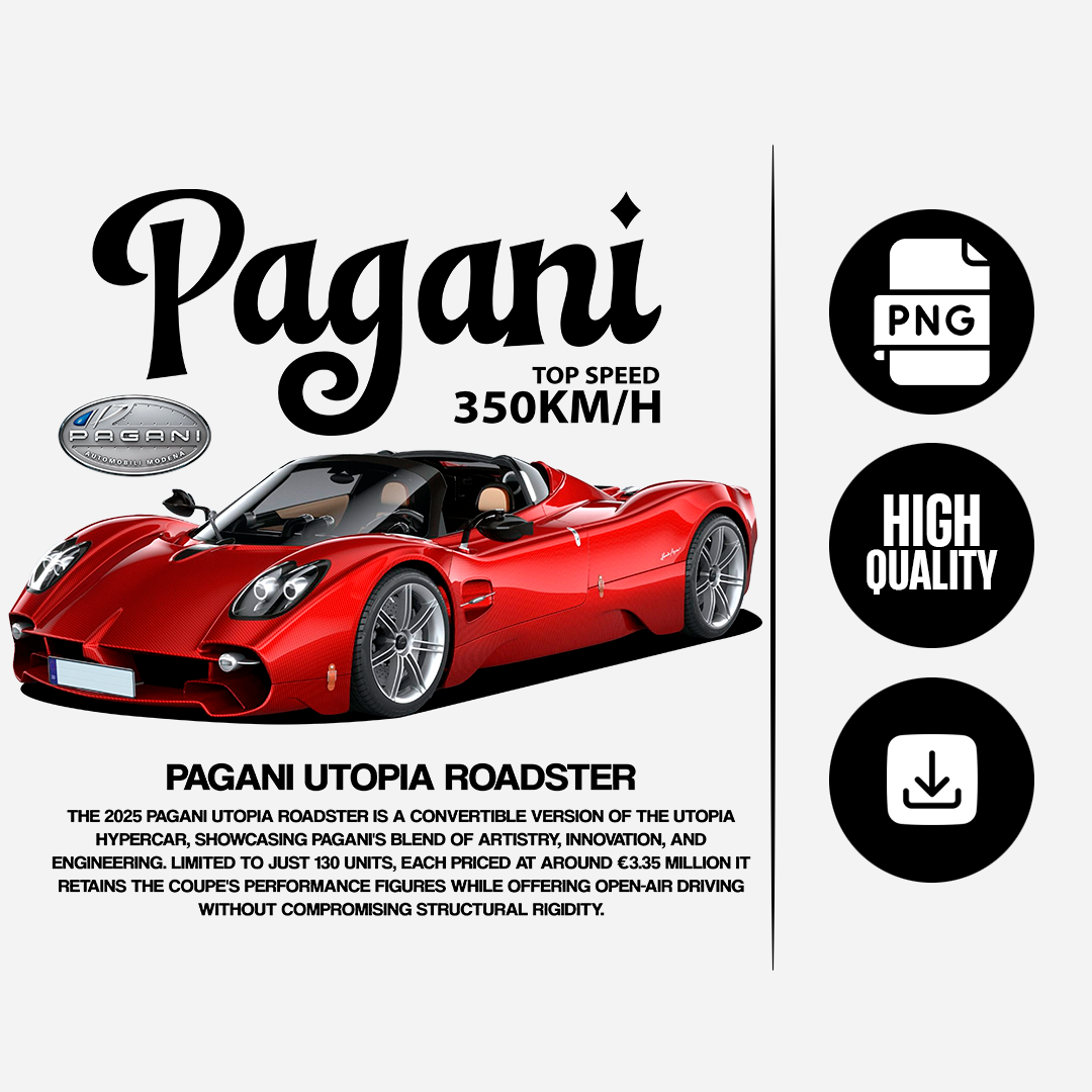 Car t-shirt design - Pagani Utopia Roadster