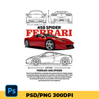 Digital file Ferrari 458 spider t-shirt design