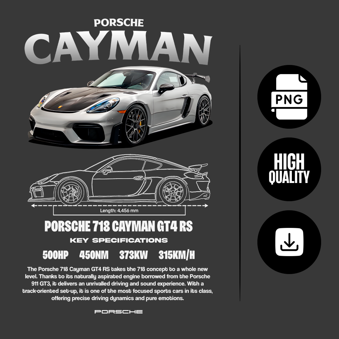 car t-shirt design - porsche cayman