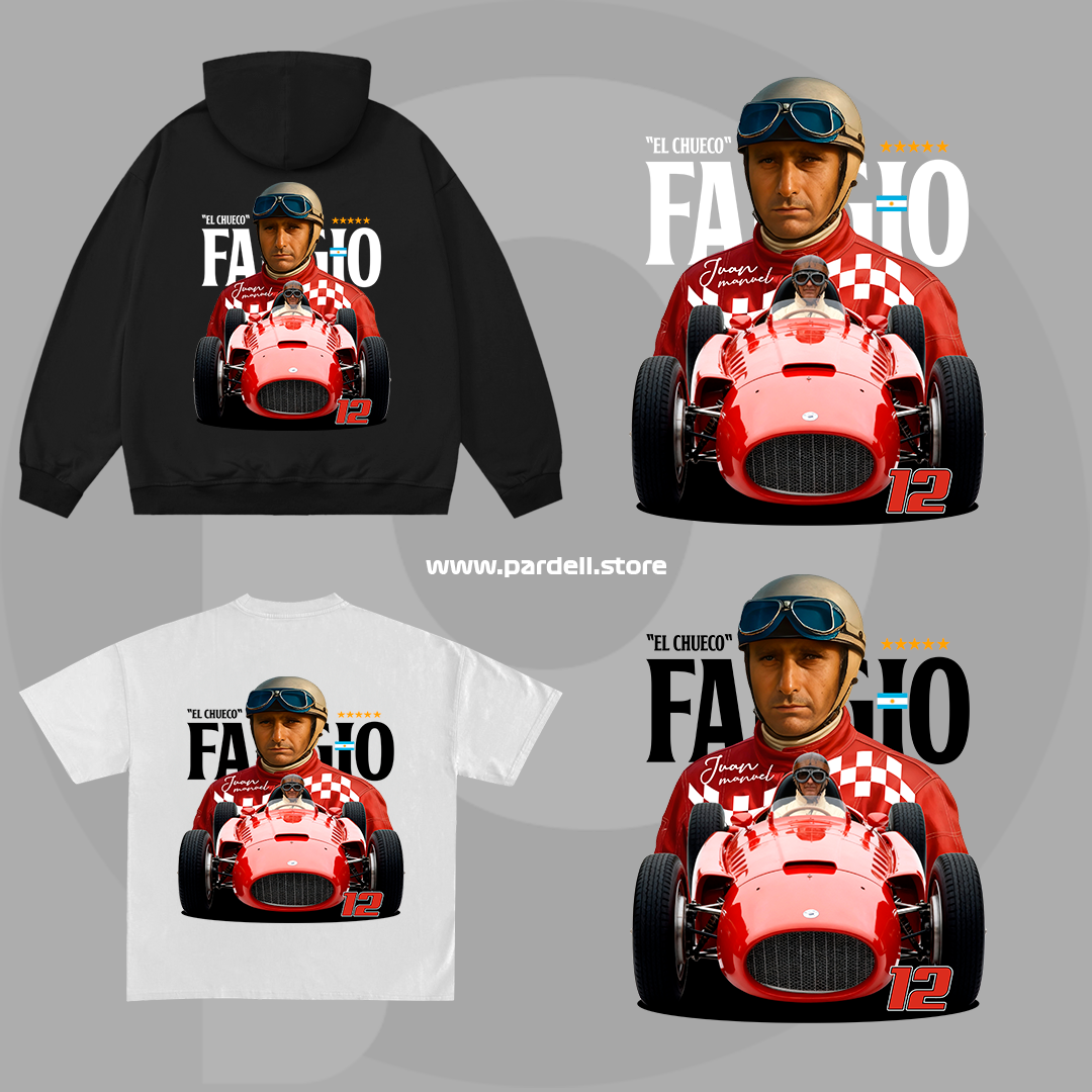 Juan Manuel Fangio iconic legend driver t-shirt design