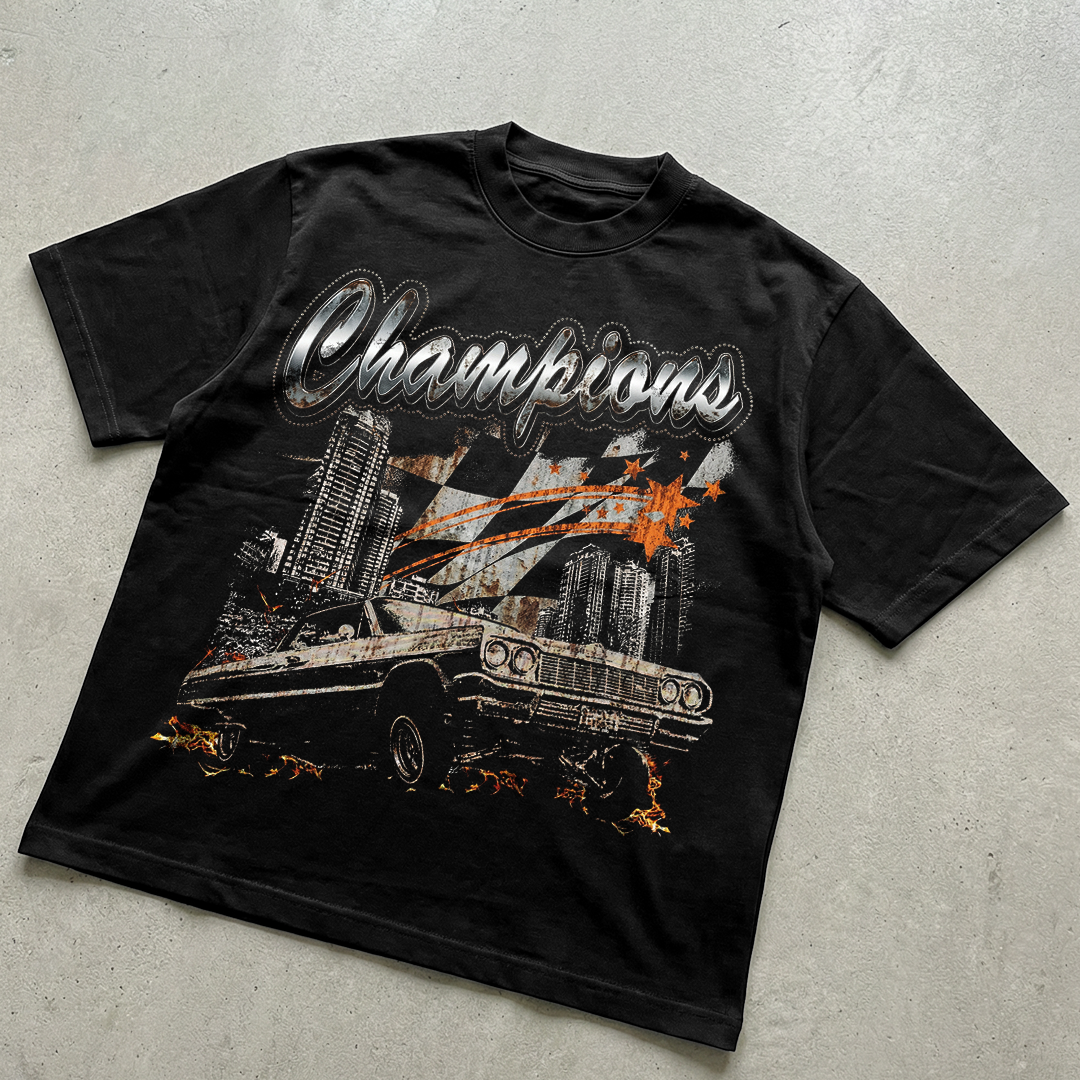 Champions grunge classic car t-shirt design