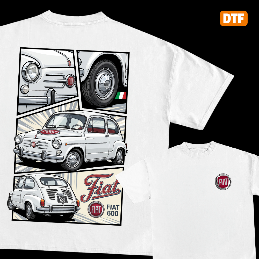 Fiat 600 digital file for print vintage car design