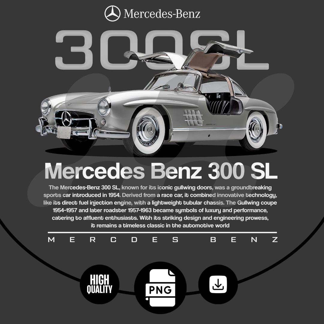 car t-shirt desing - Mercedes Benz 300 CSL