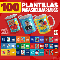 100 Plantillas del Mundial para sublimar mugs +obsequio