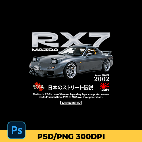 Template car Mazda Rx7 1978-2002 t-shirt design