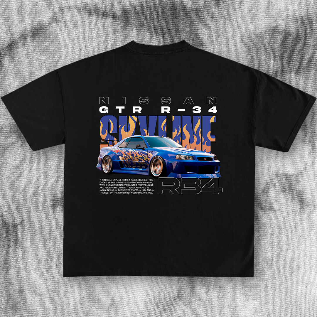 Nissan Skyline R34 Blue - t-shirt design