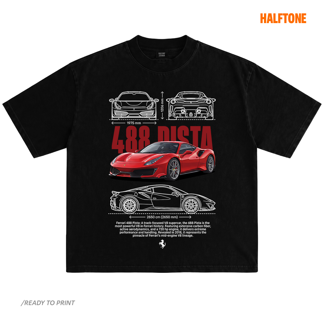 Digital File - Ferrari 488 Pista tshirt design