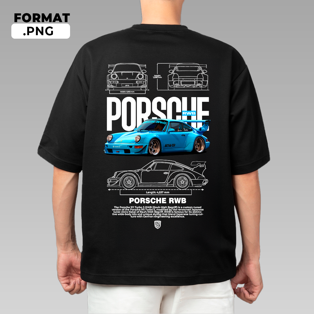 Porsche 911 Turbo s RWB - t-shirt design