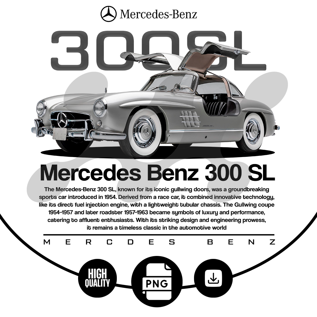 car t-shirt desing - Mercedes Benz 300 CSL