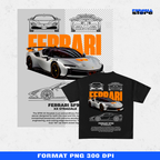 Sportscar-inspired T-shirt illustration – digital