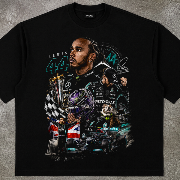 Lewis 44 Mercedes t-shirt design halftone