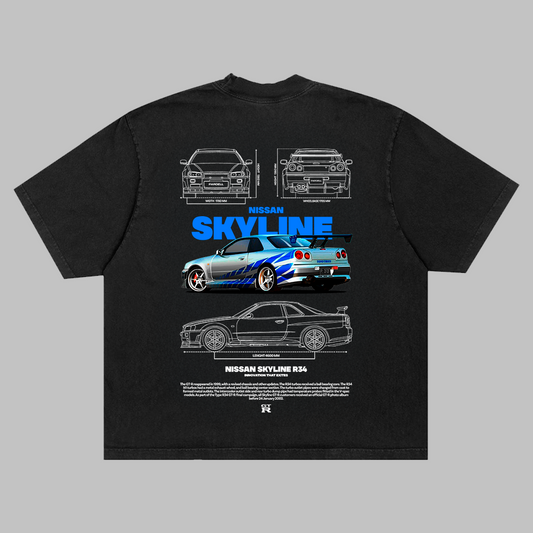 Plantilla Nissan Skyline R34 t-shirt design