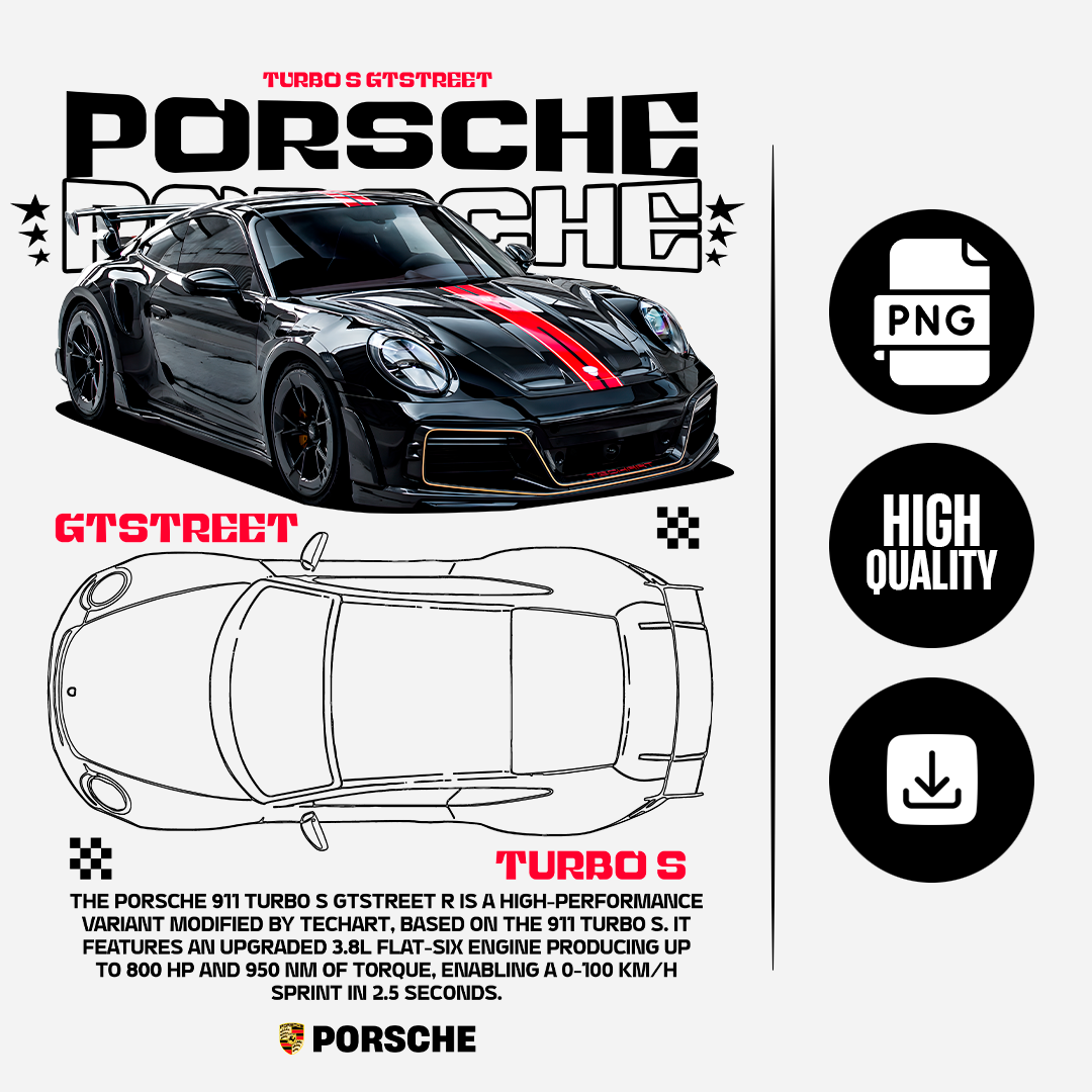 car t-shirt design - porsche 911 Turbo s