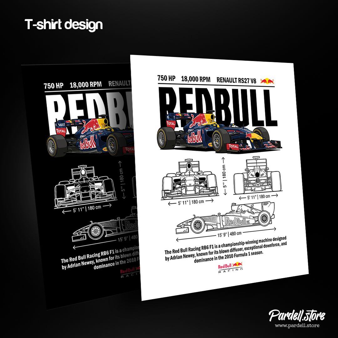 Digital File - Car t-shirt design RB6 Red Bull Racing - Fan Art