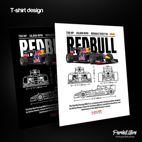 Digital File - Car t-shirt design RB6 Red Bull Racing - Fan Art