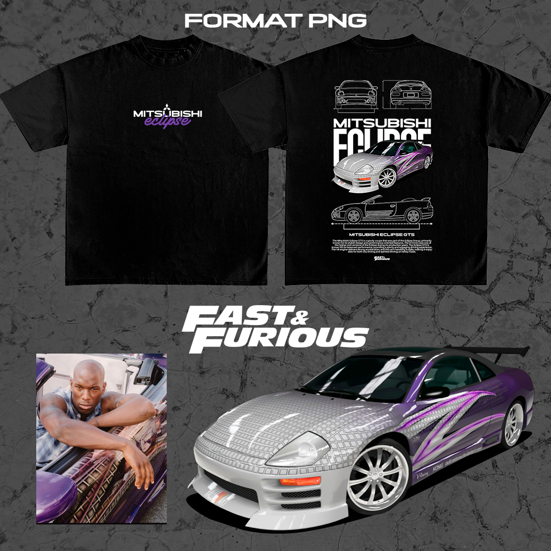 Mitsubishi Eclipse Spyder GTS Fast & Furious - T-shirt design