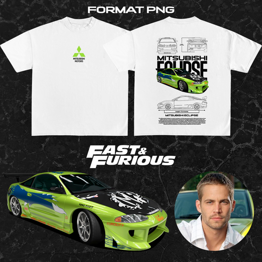 Mitsubishi Eclipse Fast & Furious - T-shirt design