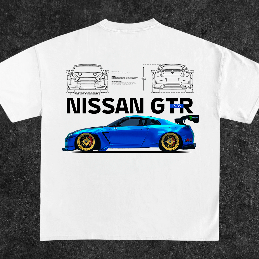 Nissan GTR R-35 BLUE - T-shirt design