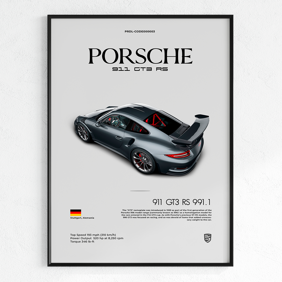 Porsche 911 GT3 Rs 991 poster for printing