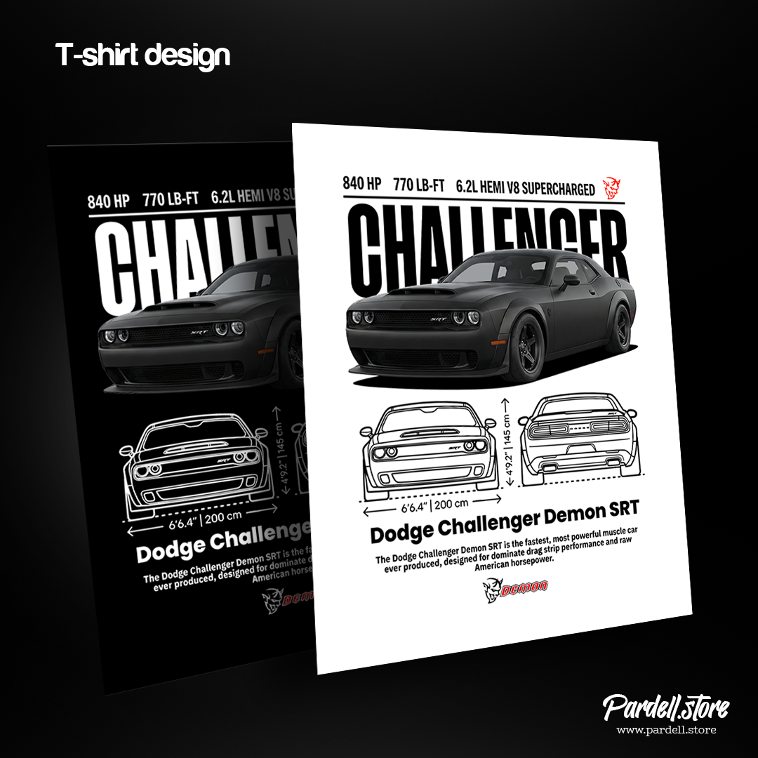 Digital File - Car t-shirt design Dodge Challenger SRT Demon