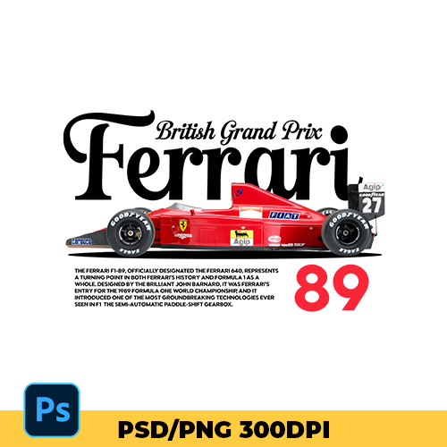 Ferrari F1-89 template t-shirt design