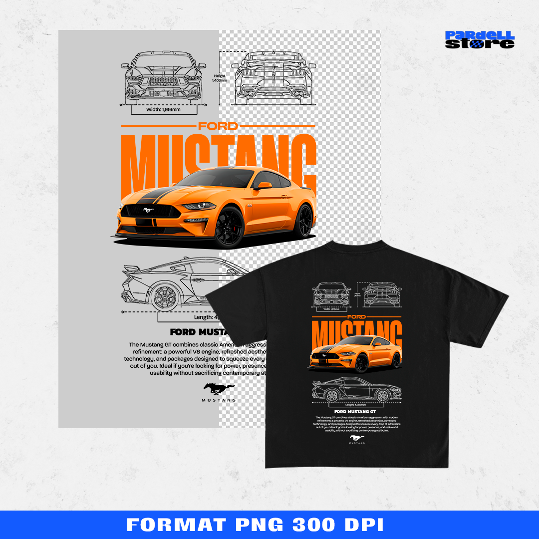 Automotive illustration T-shirt design – instant digital