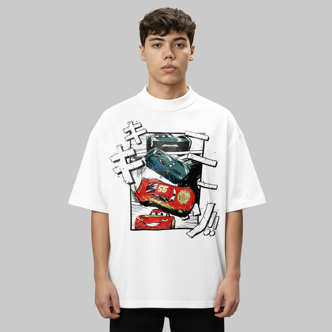 Cars vs Storm scene t-shirt design