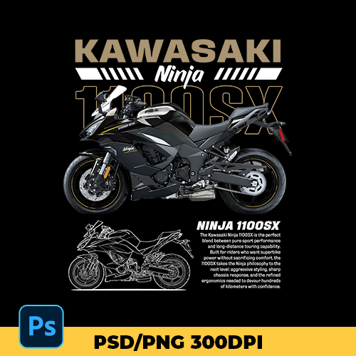 Template design Kawas... - Ninja 1100SX 2026 - t-shirt design