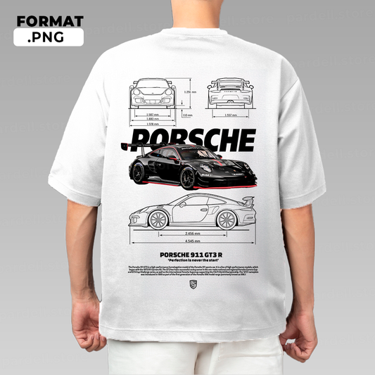 Porsche 911 GT3 R template - t-shirt design