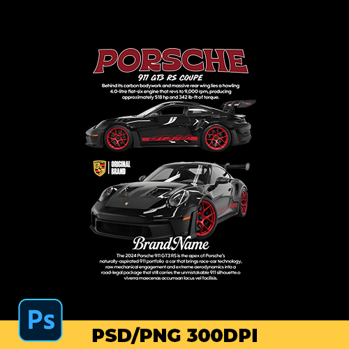 Template Porsche 911 GT3 RS t-shirt design