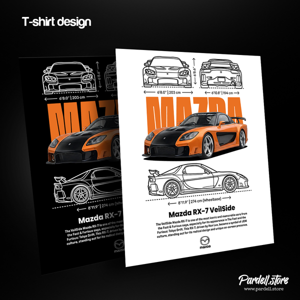 Digital file - Car t-shirt design Mazda RX-7 Veilside