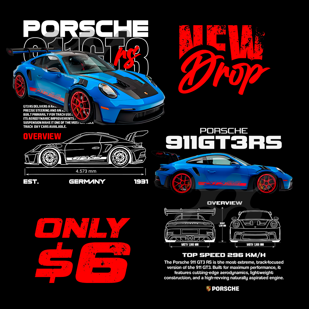 Plantilla Porsche 911 GT3 RS - t-shirt design